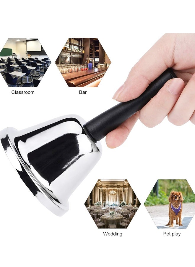Silver Steel Hand Bell With Comfort Handle Loud Ring Bell For Classroom Events Service Attention Call - Image 3