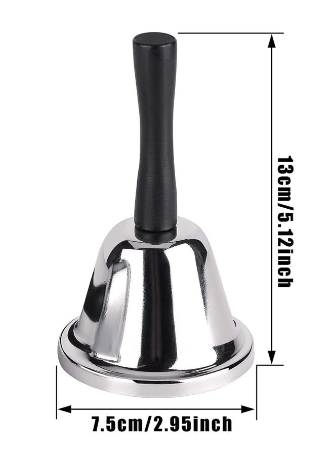 Silver Steel Hand Bell With Comfort Handle Loud Ring Bell For Classroom Events Service Attention Call - Image 2