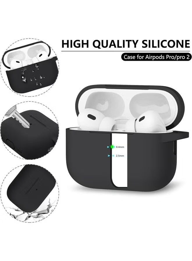 غطاء حماية من السيليكون الناعم لسماعات AirPods Pro 3 2025 مع طقم تنظيف وسلسلة مفاتيح (أسود) - Image 3