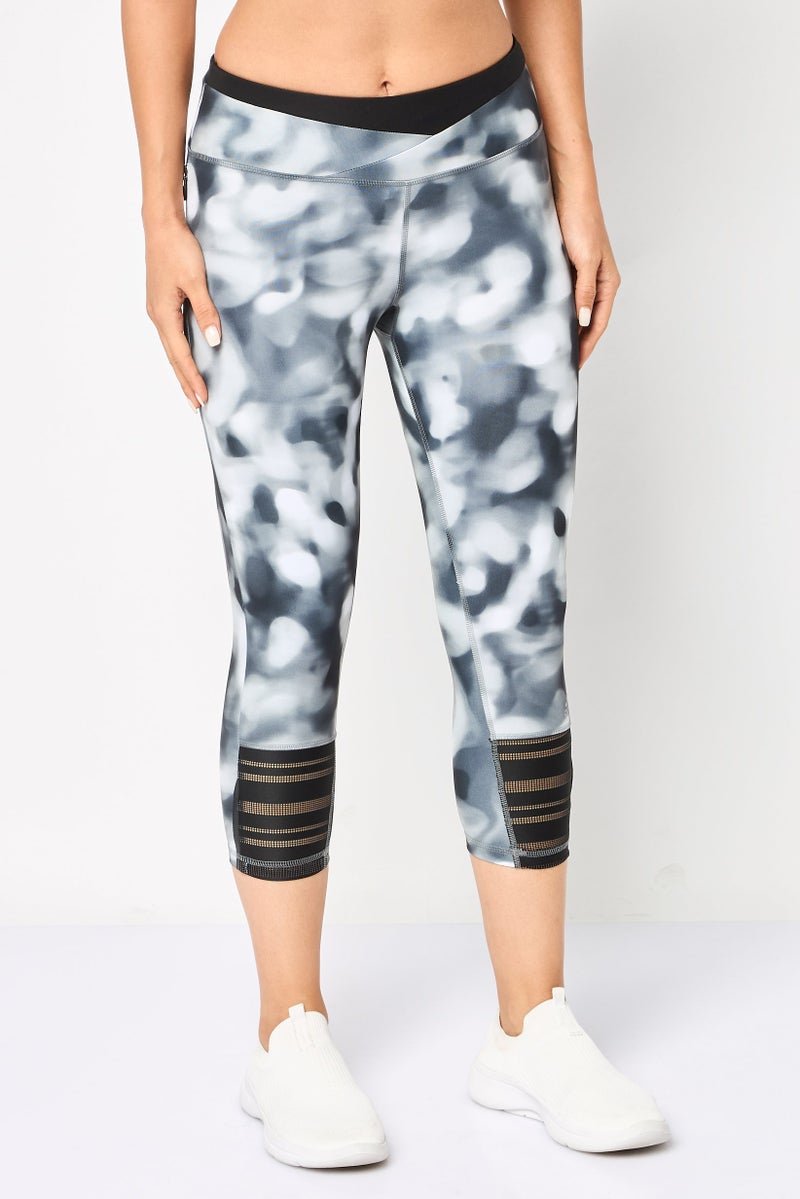 Adidas Women Sportswear Fit Running Capri Tights, Multicolor - Image 1