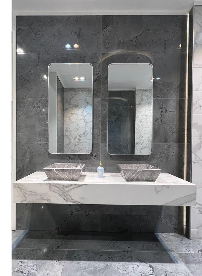 Glass Corner Rectangular mirrors with a silver aluminum frame - Image 2