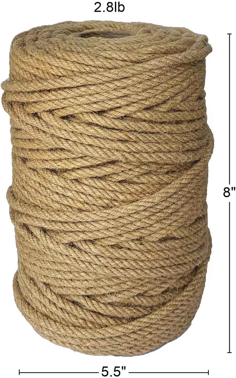IlikeEC 328 Feet Jute Rope, 6mm 4-Ply Natural Thick Jute Twine String for Floristry, DIY Arts Crafts, Gardening Bundling and Cat Scratch Post (Brown) - Image 2