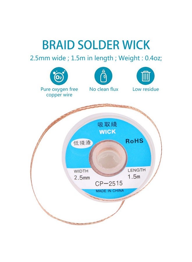 EVERMARKET(TM) Desoldering Wick, solder braid with 2.5mm Width, 1.5m Length and Solder Sucker Desoldering Vacuum Pump Solder Removal Tool - Blue - Image 2