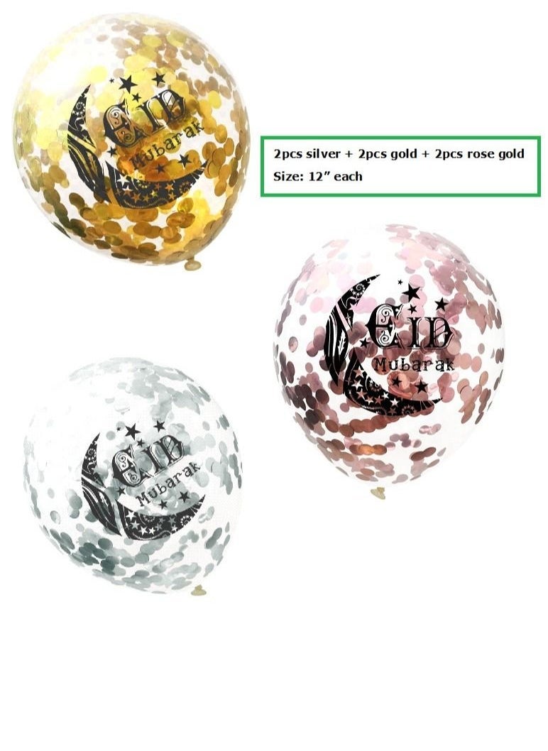 Party Propz Eid Mubarak Balloon Decoration - Set of 6 - Image 2