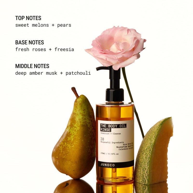 JUNO & Co. Body Oil Rinse, Shower Oil with with Rice Bran, Meadowfoam Seed & Calendula, Hydrating, Balancing & Skin-Softening Body Wash for Women/Men 9.13 fl oz - Image 4