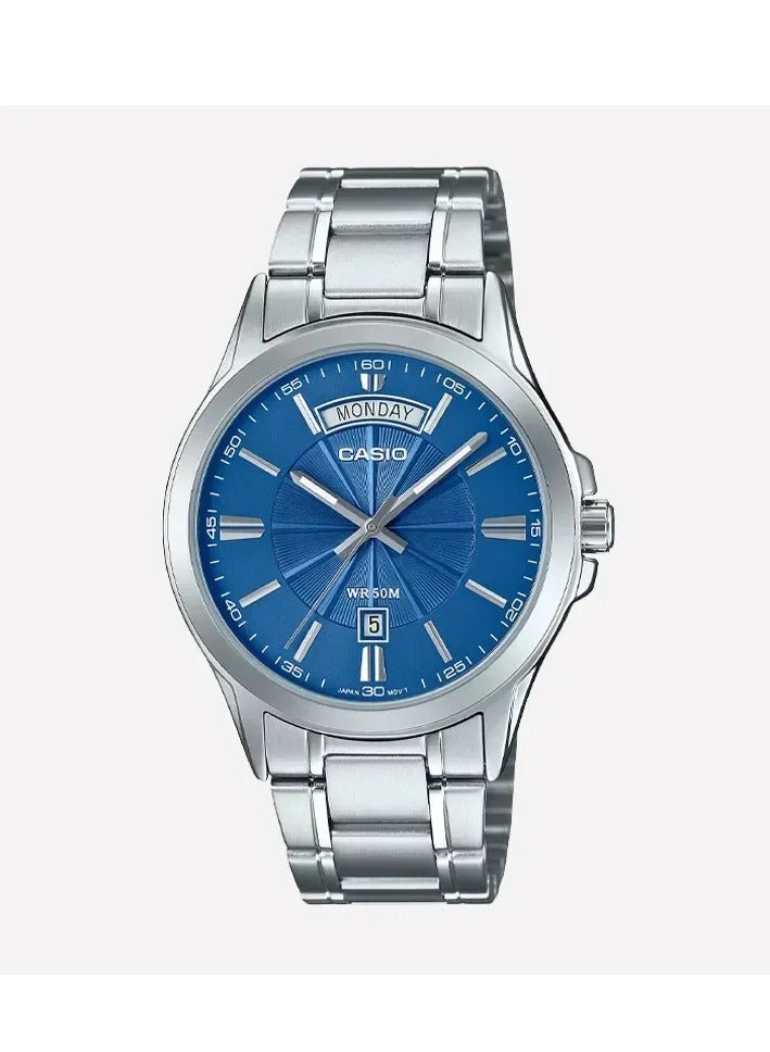 CASIO mtp-1381d-2avdf Analog Blue Dial Stainless Steel Bracelet Men's Watch - Image 1