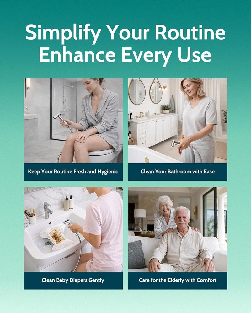 LUFEIDRA Handheld Bidet Sprayer for Toilet-Adjustable Water Pressure Jet Sprayer for Feminine Wash, Stainless Steel Bidets for Existing Toilets Muslim Shower Cloth Diaper Sprayer Bidet Attachment - Image 2