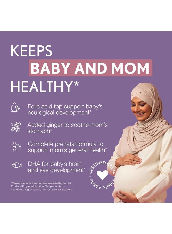 Noor Vitamins Halal Prenatal Vitamins with DHA and Folic Acid, Essential Vitamins, Ginger to Soothe Mom's Stomach, Iron, Softgels, Prenatal Vitamin Before/During/Post Pregnancy (1 Month Supply) - Image 5