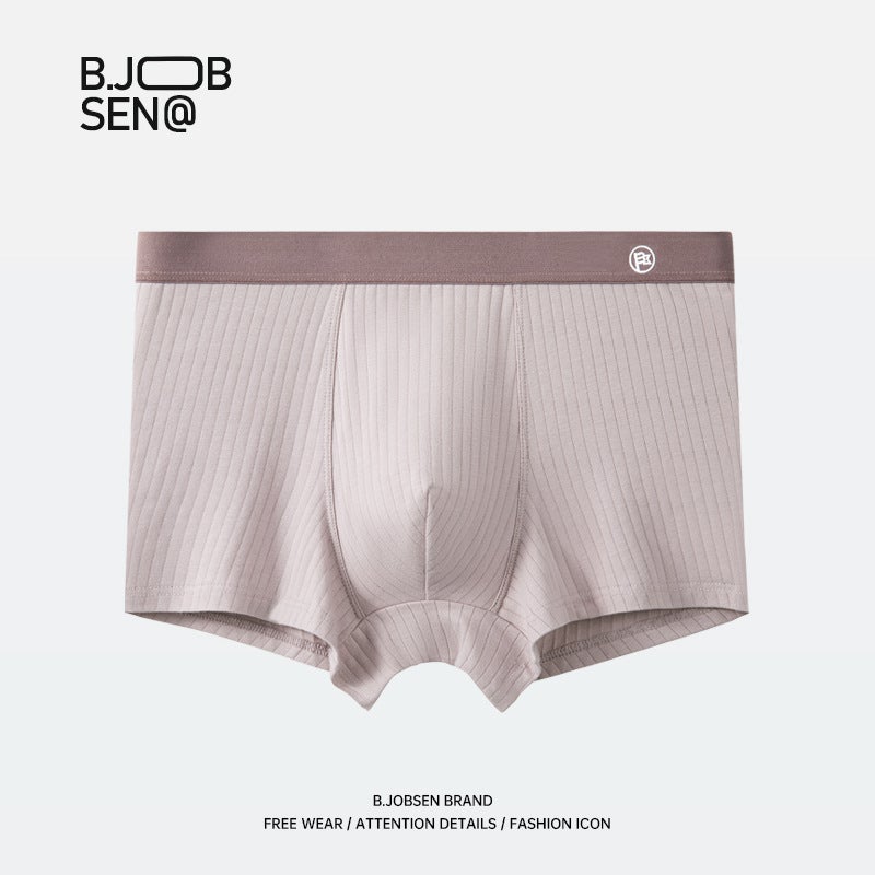 Mens Cotton Mid-Waist Breathable Antibacterial Boxer Briefs Grey powder - Image 1
