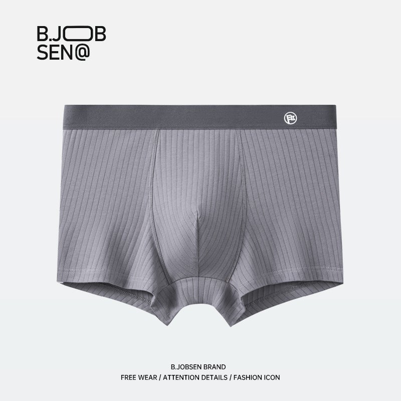 Mens Cotton Mid-Waist Breathable Antibacterial Boxer Briefs Grey powder - Image 5