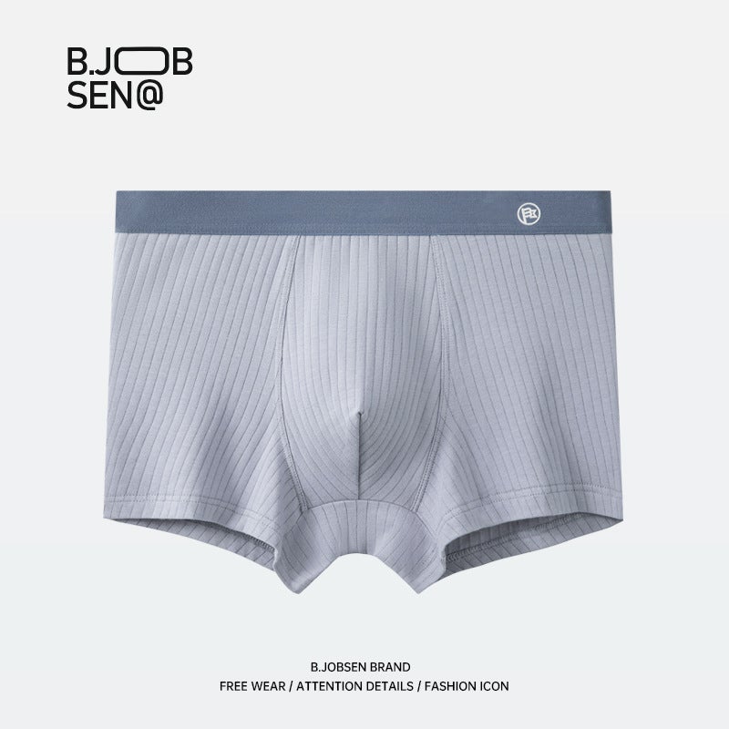 Mens Cotton Mid-Waist Breathable Antibacterial Boxer Briefs Grey powder - Image 4