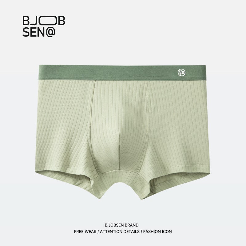 Mens Cotton Mid-Waist Breathable Antibacterial Boxer Briefs Grey powder - Image 2