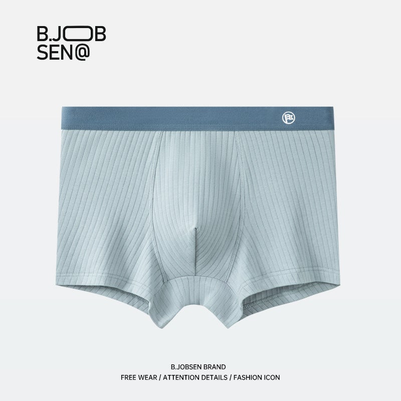 Mens Cotton Mid-Waist Breathable Antibacterial Boxer Briefs Grey powder - Image 3