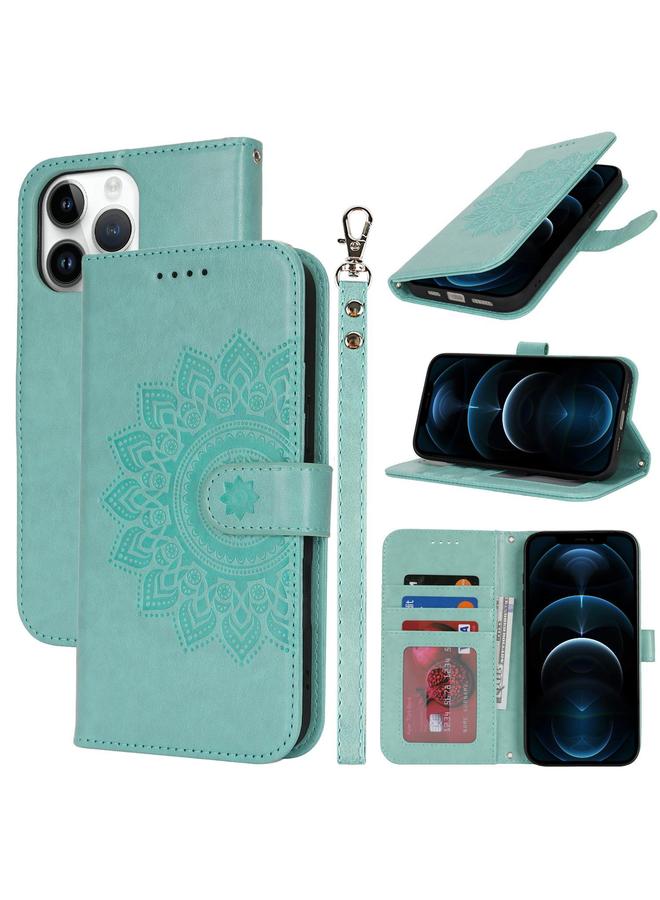 زبون جراب لهاتف iPhone 12 Pro Max، جراب هاتف جلدي مزدوج الطي مطبوع عليه نقش - Image 1