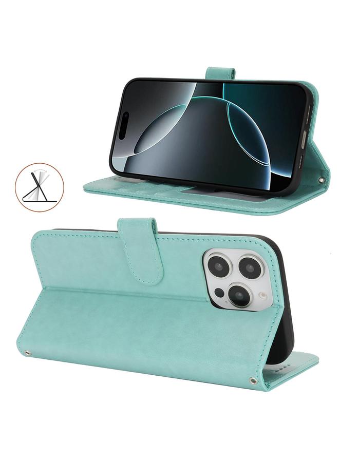 زبون جراب لهاتف iPhone 12 Pro Max، جراب هاتف جلدي مزدوج الطي مطبوع عليه نقش - Image 4