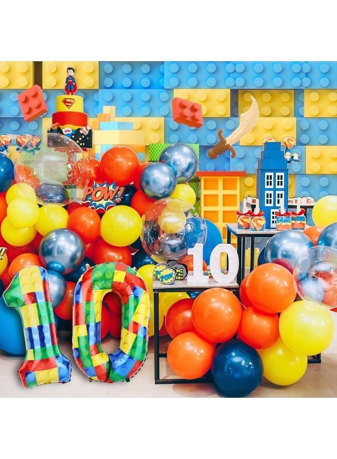 SAVITA بالون رقم كتلة البناء 32 بوصة، بالونات فويل رقمية ملونة بالهيليوم لتزيين حفلات عيد الميلاد بموضوع الكتل (رقم 1) - Image 4