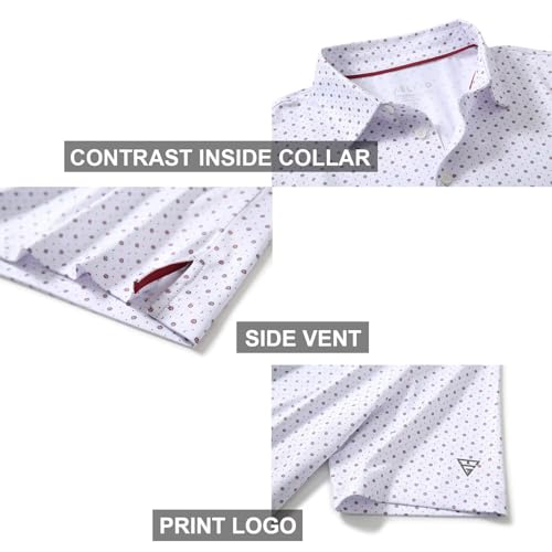 M MAELREG Men's Golf Shirts Dry Fit Short Sleeve Print Performance Moisture Wicking Patterned Polo Shirt for Men White Geo - Image 4