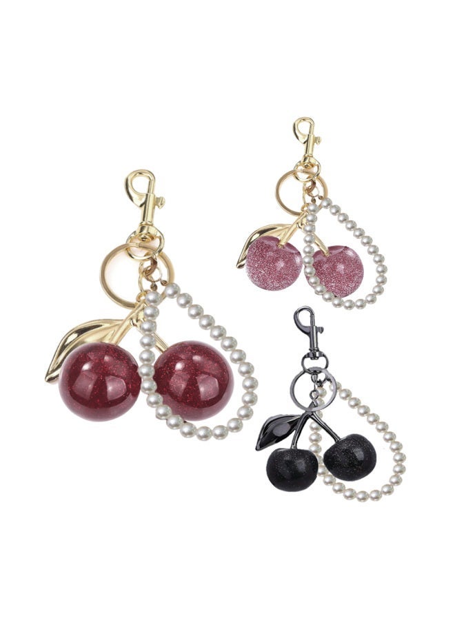 Generic Fashion Delicious Red Cherry Apple Keychain Summer Fruit Pendant Key Ring Women Men Jewelry Bag Accessories Gift-Color:Red cherry  - Image 3