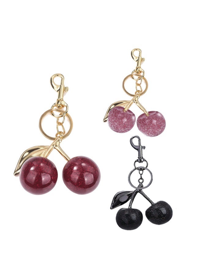 Generic Fashion Delicious Red Cherry Apple Keychain Summer Fruit Pendant Key Ring Women Men Jewelry Bag Accessories Gift-Color:Red cherry  - Image 4