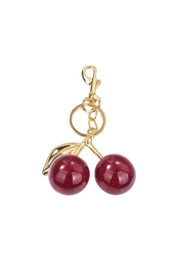 Generic Fashion Delicious Red Cherry Apple Keychain Summer Fruit Pendant Key Ring Women Men Jewelry Bag Accessories Gift-Color:Red cherry  - Image 1