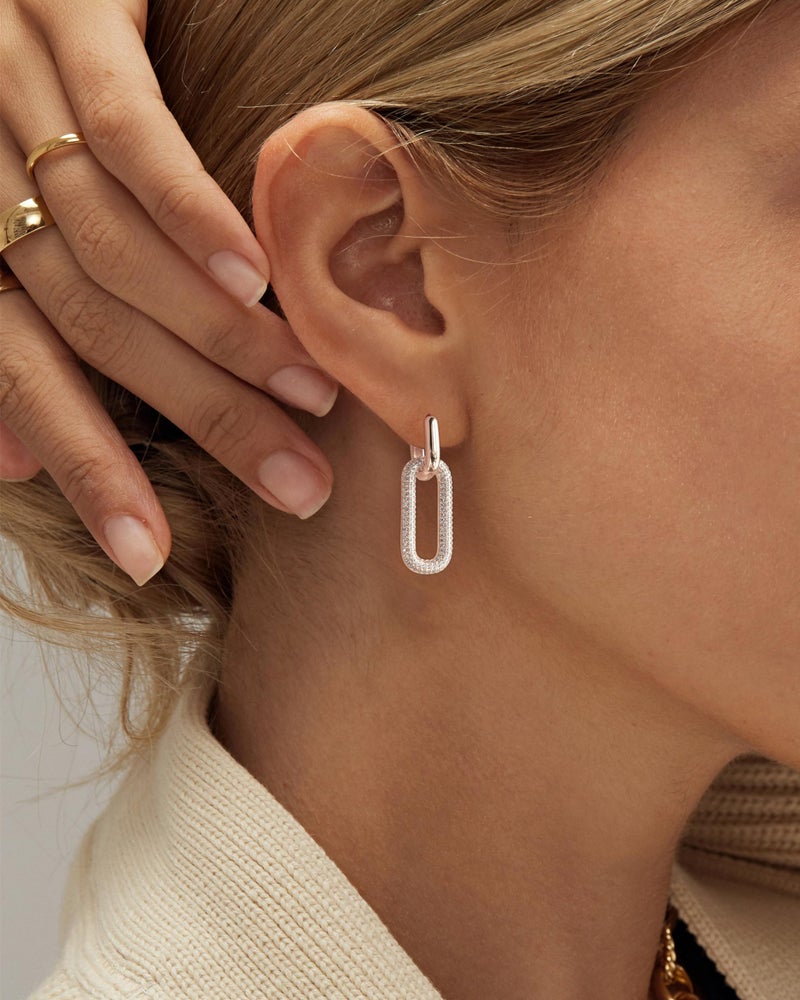 Tituthia Gold Earrings for Women - Trendy, Simple Dainty 14K Gold Plated Paperclip Square Chain Link Dangle Hoops Earrings - Lightweight, Hypoallergenic, Minimalist Aesthetic - Image 3