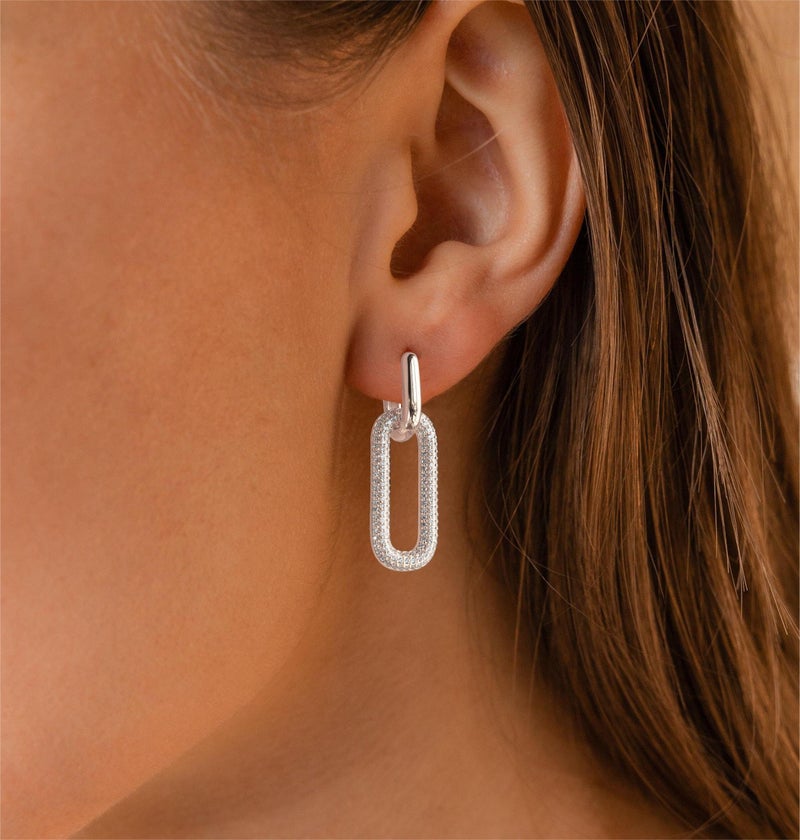Tituthia Gold Earrings for Women - Trendy, Simple Dainty 14K Gold Plated Paperclip Square Chain Link Dangle Hoops Earrings - Lightweight, Hypoallergenic, Minimalist Aesthetic - Image 2