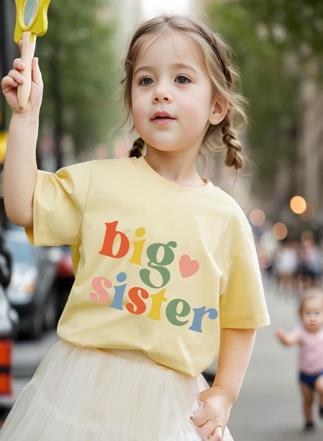Geoyune Big Sister Shirts Toddler Kids Big Sister Shirts Baby Girls Announcement T-Shirt Sibling Reveal Summer Tees Tops Outfits for Little Girls 3-4T - Image 2