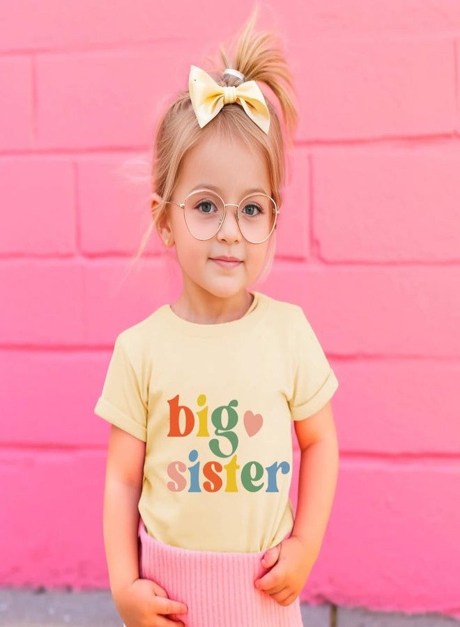 Geoyune Big Sister Shirts Toddler Kids Big Sister Shirts Baby Girls Announcement T-Shirt Sibling Reveal Summer Tees Tops Outfits for Little Girls 3-4T - Image 3