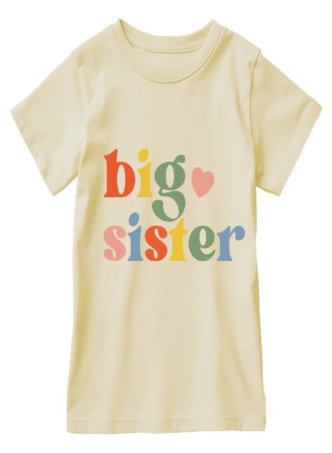 Geoyune Big Sister Shirts Toddler Kids Big Sister Shirts Baby Girls Announcement T-Shirt Sibling Reveal Summer Tees Tops Outfits for Little Girls 3-4T - Image 1