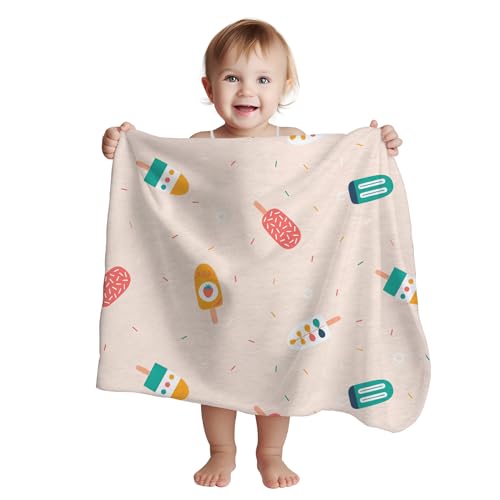 1ST STEP New Born Baby Blanket All Season Printed Single Super Soft Wrapper Sheet for AC Room for Baby Boys, Baby Girls, Babies (Ice Cream, 70 X 100 cms) - Image 1