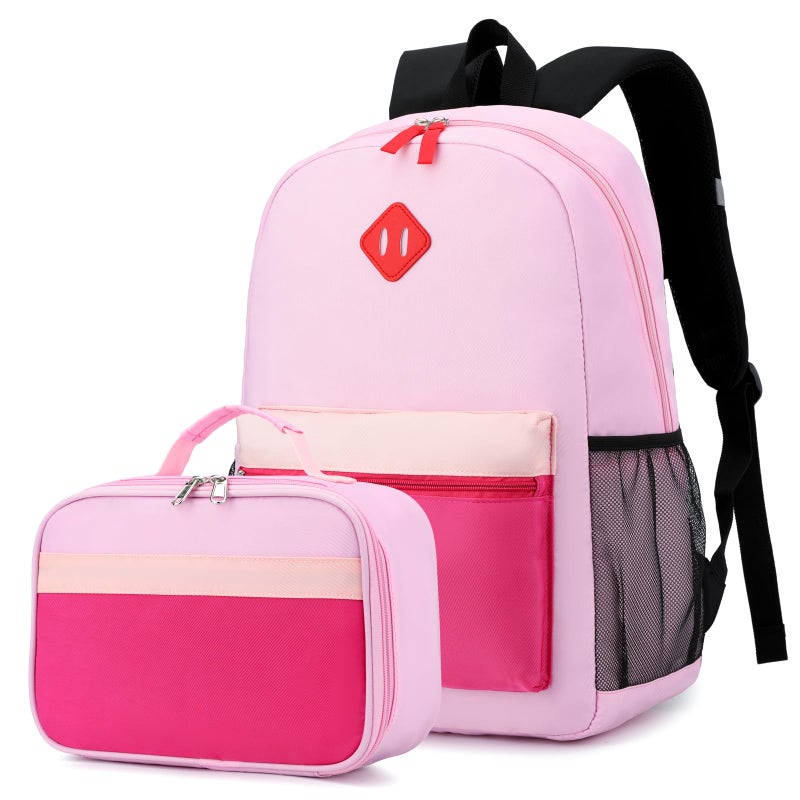 BEFUNIRISE Backpack Set for Girls Boy Kids Backpack with Lunch Box for Elementary Primary Kindergarten School Bag Purple Pink Set Large - Image 2