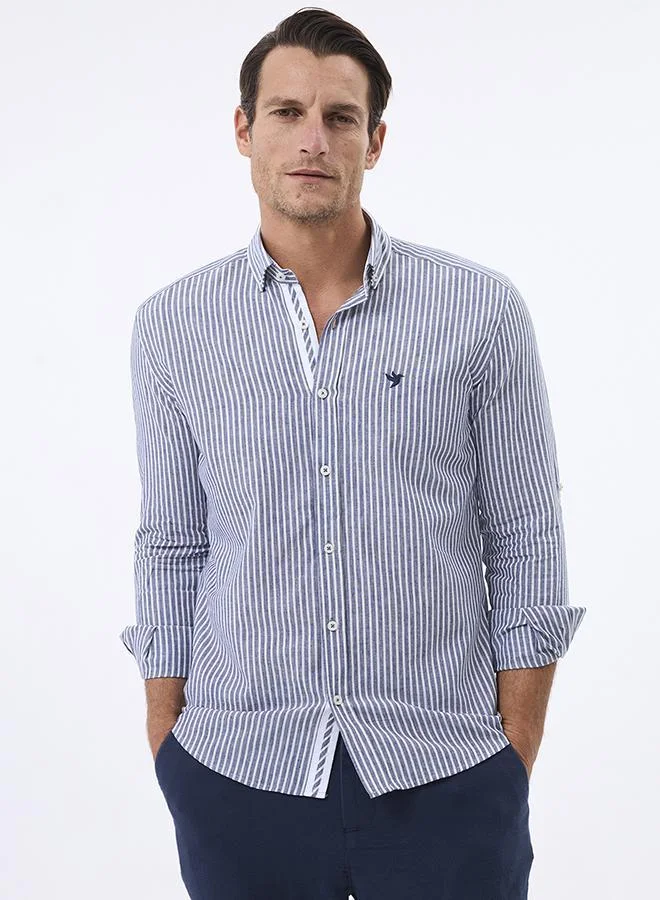 Linen Blended Striped Shirt for Men
