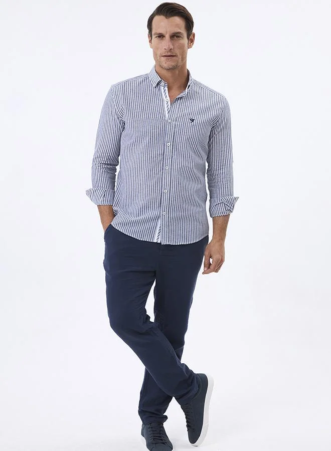 FELIX HARDY Linen Blended Striped Shirt for Men