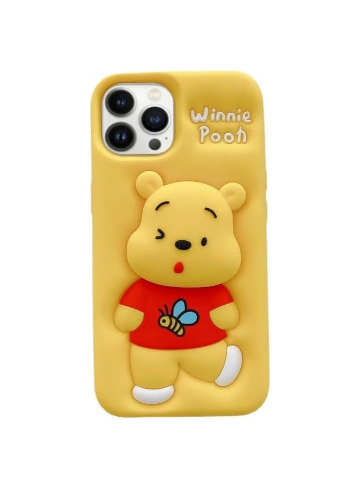 3D Cartoon Phone Case for iPhone 12 Pro Max, 13 Pro Max, All-Round Protection, Anti-Slip Design (Pooh With PoP Socket) - Image 1