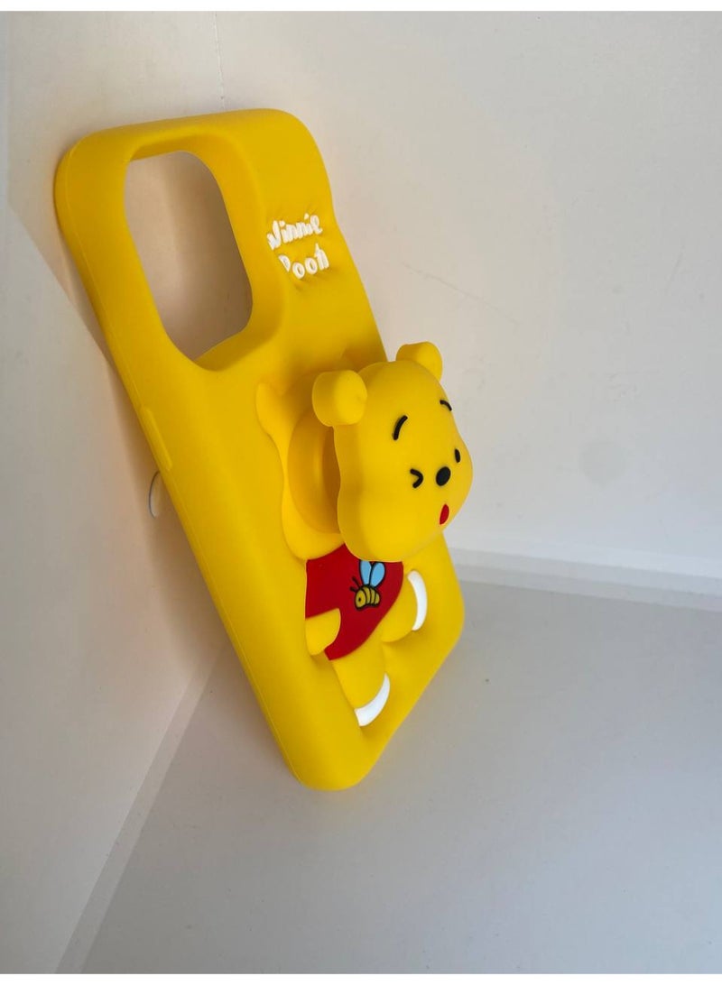 3D Cartoon Phone Case for iPhone 12 Pro Max, 13 Pro Max, All-Round Protection, Anti-Slip Design (Pooh With PoP Socket) - Image 3