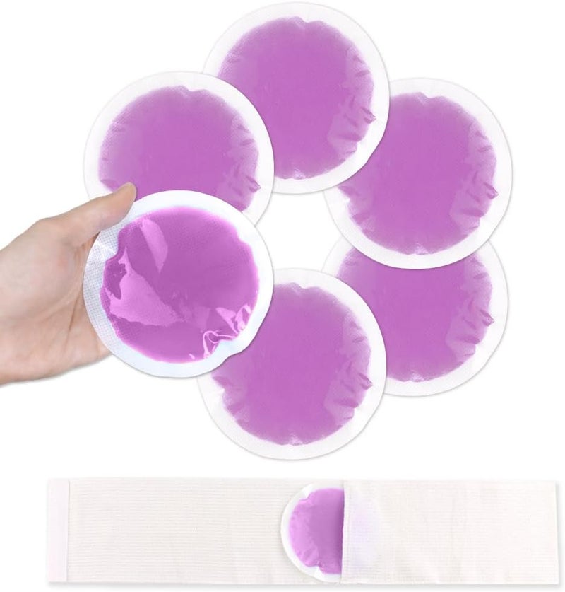 NEWGO NEWGO Small Ice Packs for Injuries, 6 Pack Round Ice Packs for Face, Hot and Cold Gel Ice Pack Circular Cold Compress with Cloth Backing & Sleeve for Pain Relief, Toothaches - Purple