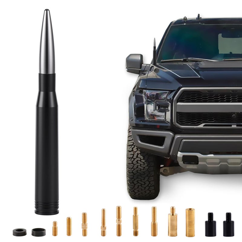 BJSIA Upgrade Universal Car Antenna Compatible with Ford Dodge Chevrolet GMC Jeep Toyota Truck Antenna Made of Rugged Billet and Aluminum Gray Car Accessories