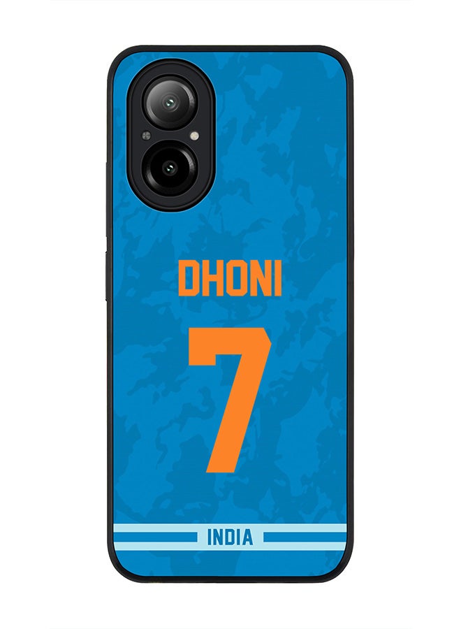 Stylizedd Rugged Black Edge Case for Realme C67 4G, Slim fit Case Flexible Anti Drop TPU Gel Thin Cover -  Team India MS Dhoni, Jersey No 7 - Image 1