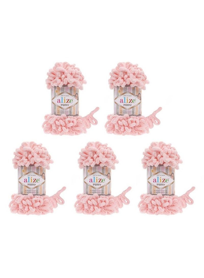 ALIZE 5 Pcs Alize Puffy 340 Micropolyester Hand Knitting Yarn For Blanket