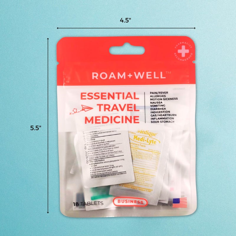 Roamwell Essential Travel Medicine Kit, OTC Travel Medication, TSA Approved (Business | 18 Tablets) - Image 4