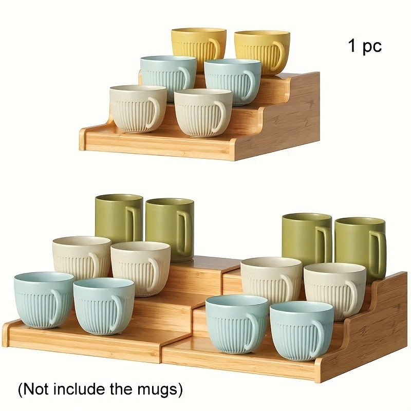 Tiered Expandable Bamboo Spice Rack Organizer - Space-Saving Kitchen Cabinet And Pantry, Polished End, Durable Expandable Design for Coffee Bar, Spices And Seasonings, Kitchen Organization, Smooth Appearance, Sturdy Construction, Halloween - Image 1