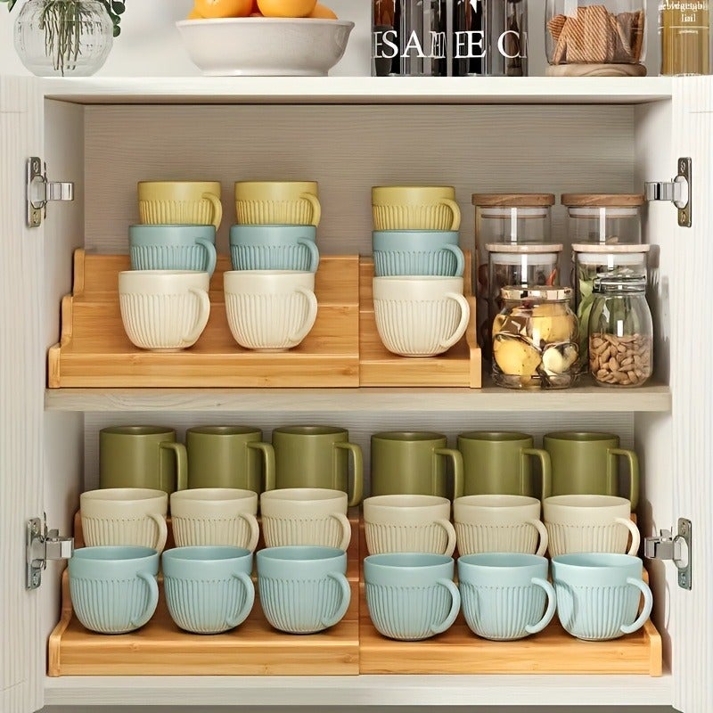 Tiered Expandable Bamboo Spice Rack Organizer - Space-Saving Kitchen Cabinet And Pantry, Polished End, Durable Expandable Design for Coffee Bar, Spices And Seasonings, Kitchen Organization, Smooth Appearance, Sturdy Construction, Halloween - Image 2