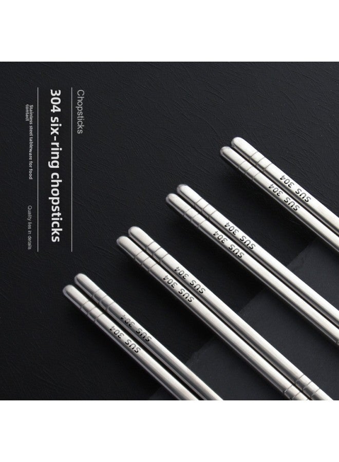 304 Stainless Steel Chopsticks High Temperature Resistant Chopsticks Commercial Non-slip Stainless Steel Household Chopsticks Set-Specifications:Black Card Plastic Bag Packaging, Korean Version Paper Cards Are Sent Randomly  - Image 3