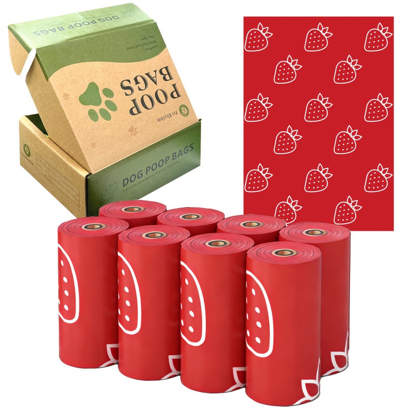 Thick Polyethylene Dog Poop Bags With Strawberry Scent Leak Proof Pet Waste Bags 42rolls 630pcs Dispenser Included - Image 1