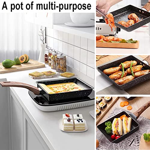 Honbuty® Japanese Omelette pan, Tamagoyaki Nonstick Pans, Square Pan, Egg Roll pan, Rectangle Frying pan, Small Frying Egg Pancake, Cooktop Safe, Easy to Clean, 6.3 x 7.8 inch (Aluminium) - Image 2