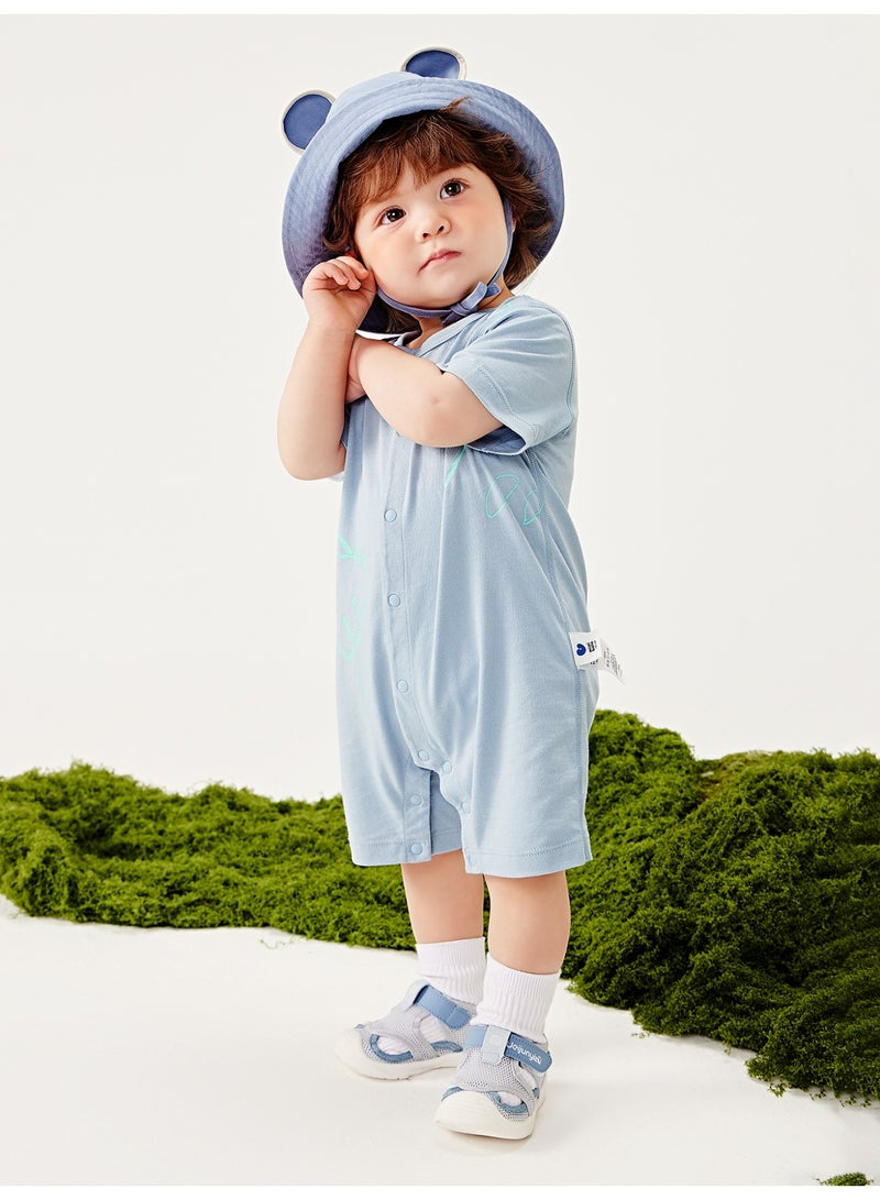 mini bala Unisex Baby Adorable Short - Sleeve Romper, Super Soft Breathable Cotton Fabric, Fun Dinosaur Print, Front Snap Closure, Convenient for Diaper Changes, Great for Outdoor Adventures and Daily Wear Infant Romper - Image 2