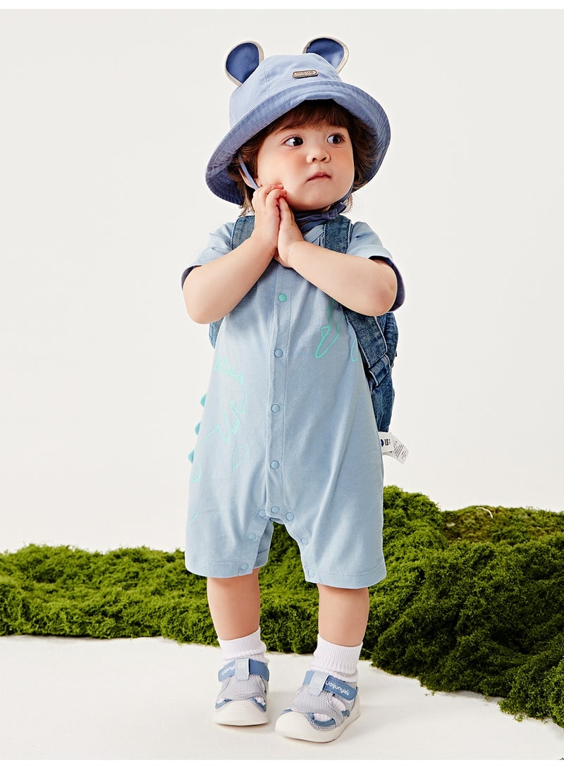 mini bala Unisex Baby Adorable Short - Sleeve Romper, Super Soft Breathable Cotton Fabric, Fun Dinosaur Print, Front Snap Closure, Convenient for Diaper Changes, Great for Outdoor Adventures and Daily Wear Infant Romper - Image 1