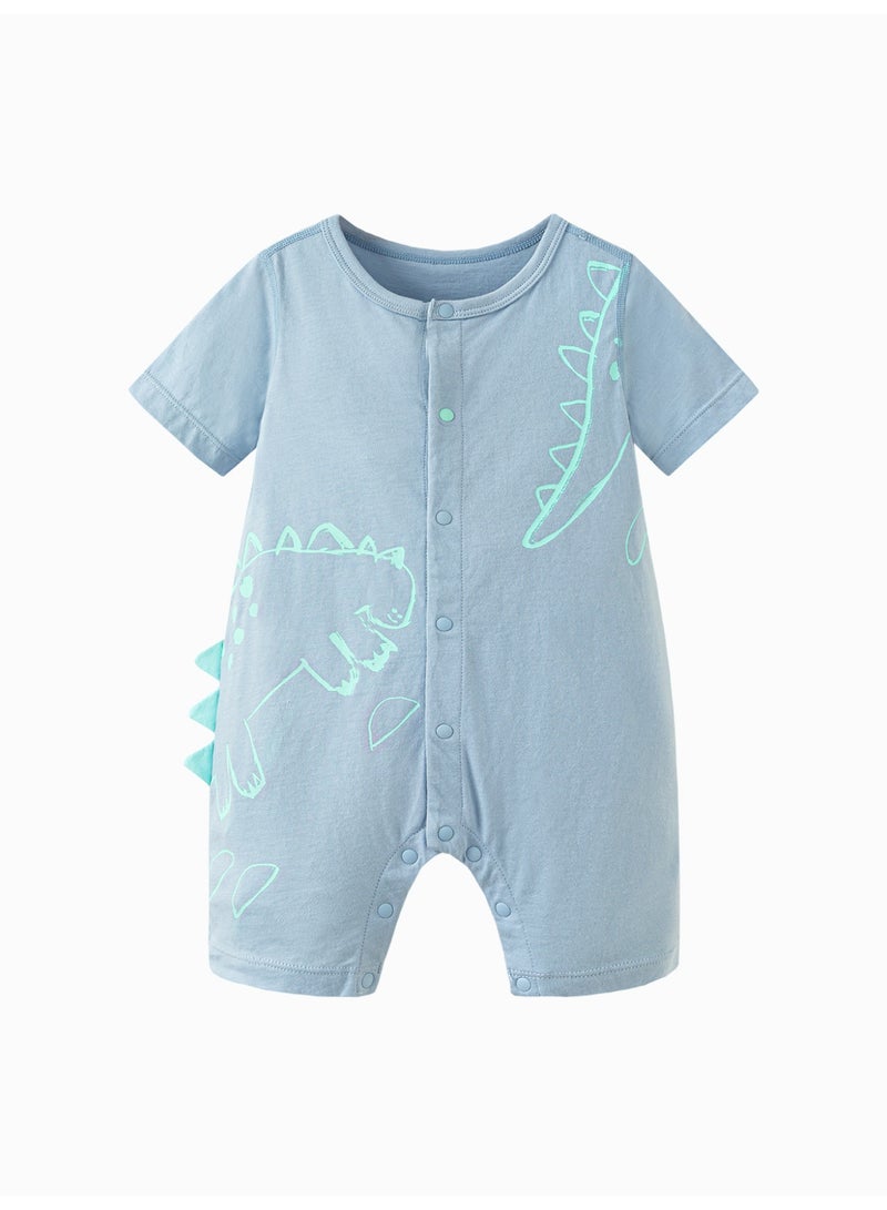 mini bala Unisex Baby Adorable Short - Sleeve Romper, Super Soft Breathable Cotton Fabric, Fun Dinosaur Print, Front Snap Closure, Convenient for Diaper Changes, Great for Outdoor Adventures and Daily Wear Infant Romper - Image 4