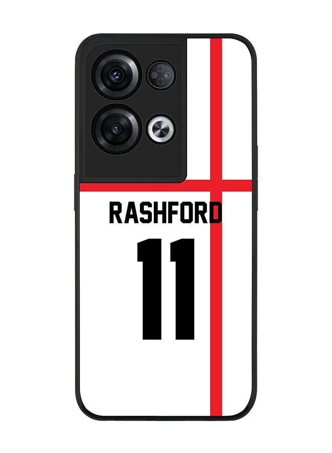 Stylizedd Rugged Black edge case for Oppo Reno8 Pro Slim fit Soft Case Flexible Rubber Edges Anti Drop TPU Gel Thin Cover - Football Team - England Player Name - Rashford - Image 1