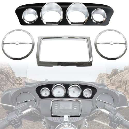 VEISUTOR Dashboards Inner Fairing Trim Kit for 20142018 Street Glide Chrome Speedometer Gauge Cover for Harley Electra Glide Street Glide Ultra Limited Tri Glide 20142018 Accessories